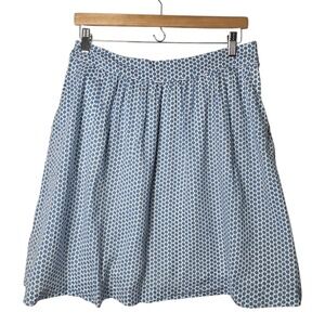 Boden 10 Blue Print Cotton Skirt Lined Lightweight A-Line‎ Preppy Coastal Casual
